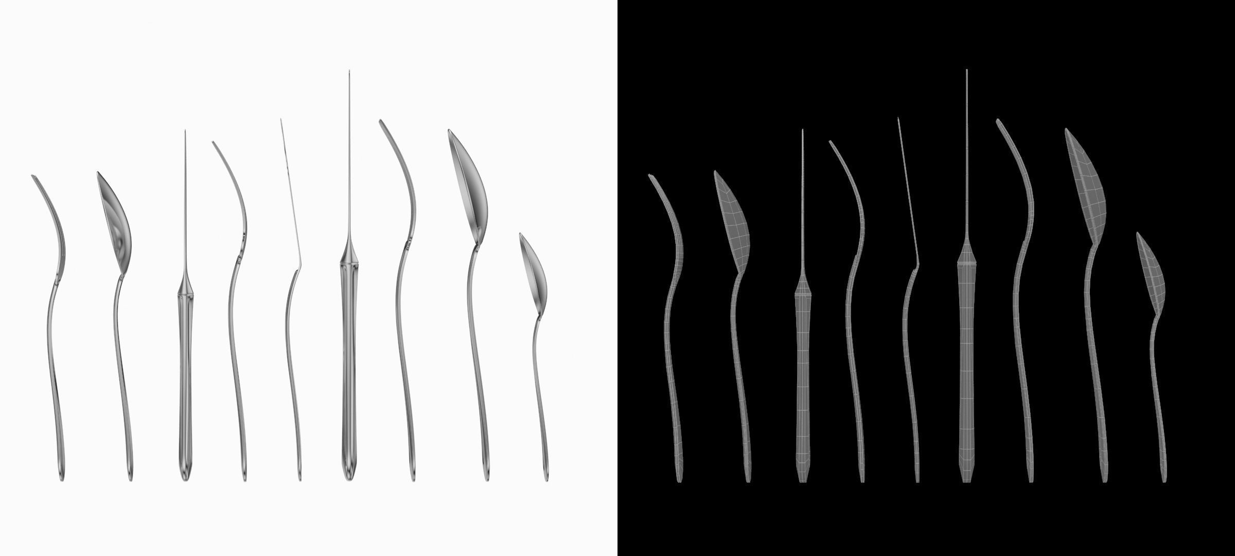 Classic Cutlery Set of 9 Pieces COLLECTION 3D model_11