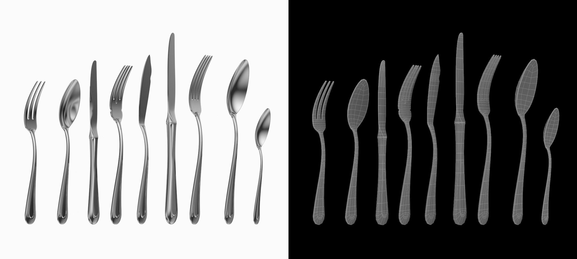 Classic Cutlery Set of 9 Pieces COLLECTION 3D model_4