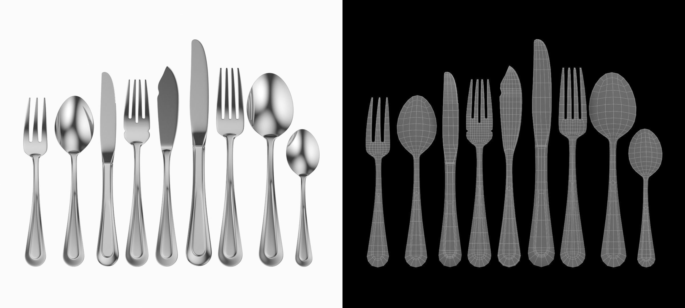 Classic Cutlery Set of 9 Pieces COLLECTION 3D model_8