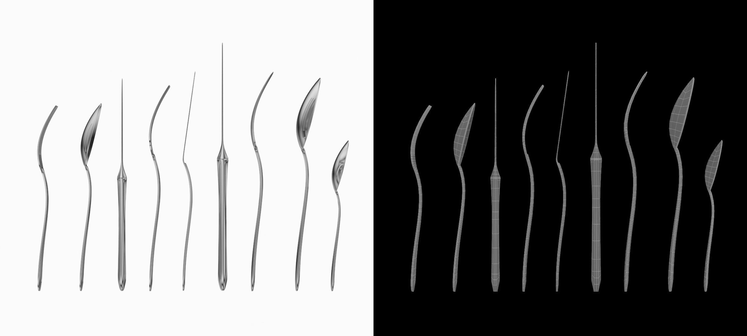 Classic Cutlery Set of 9 Pieces COLLECTION 3D model_5