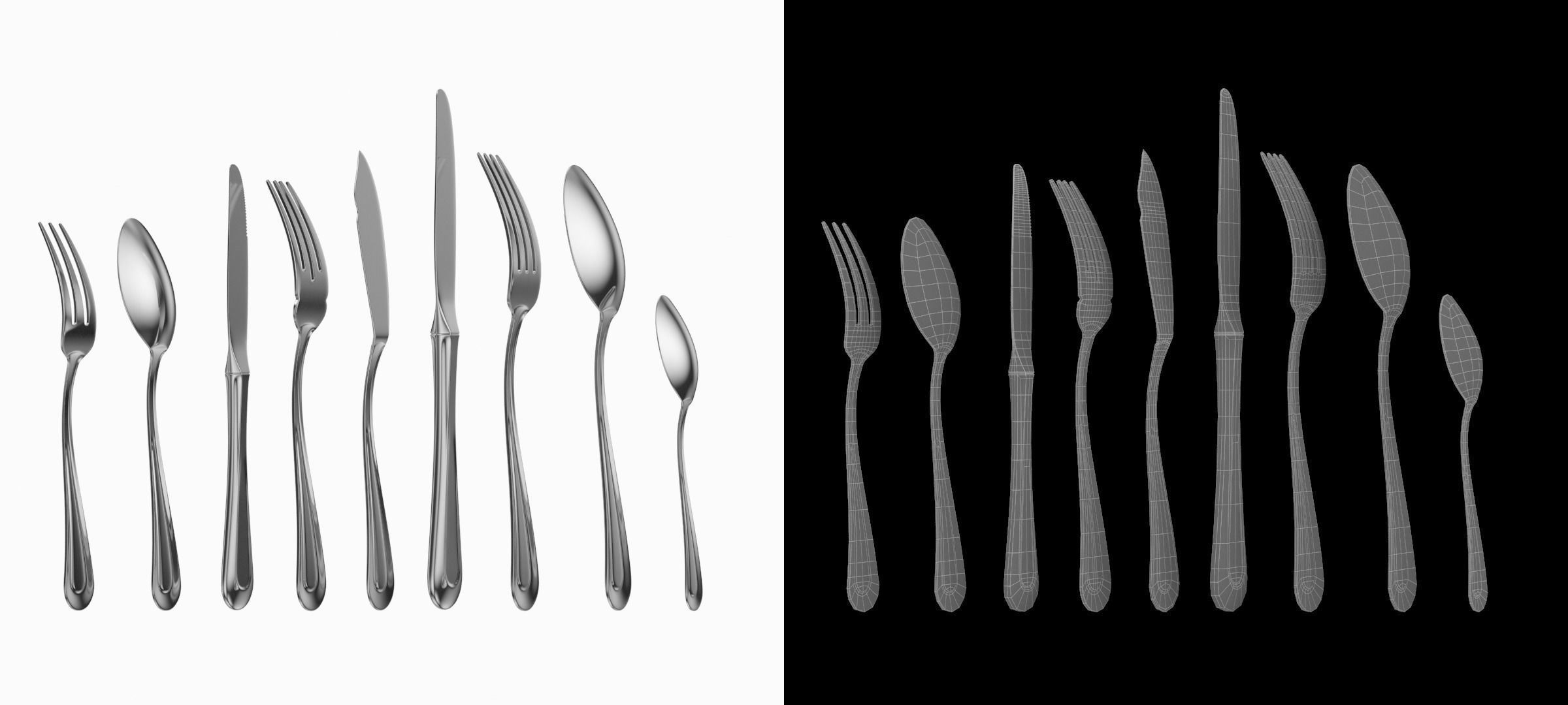 Classic Cutlery Set of 9 Pieces COLLECTION 3D model_10