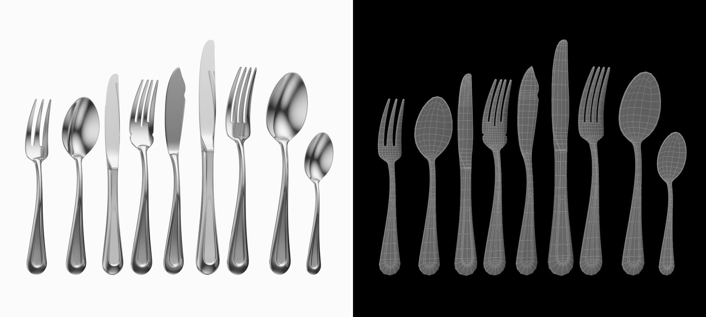 Classic Cutlery Set of 9 Pieces COLLECTION 3D model_3