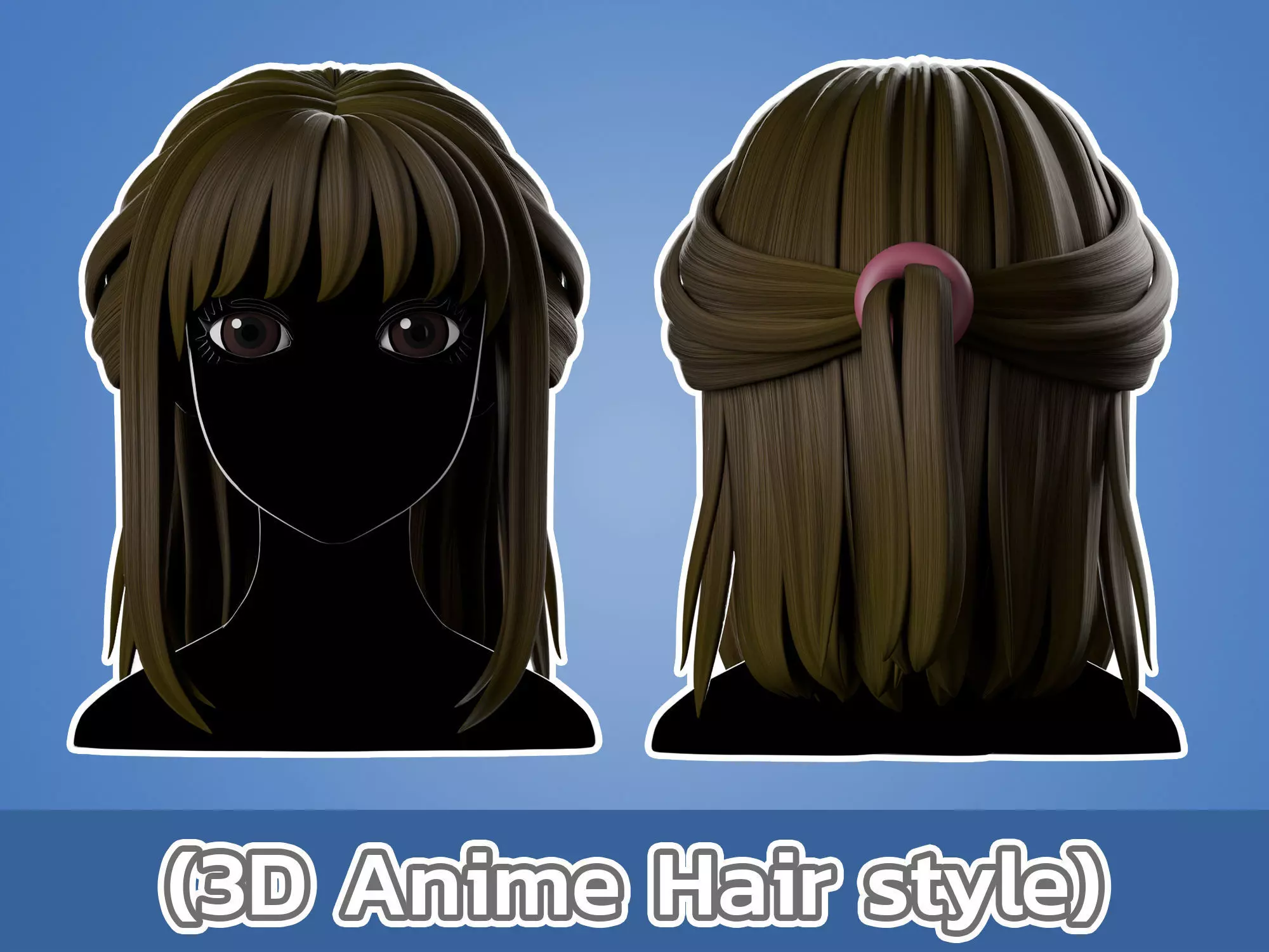 Anime hair style 16 Low-poly 3D model