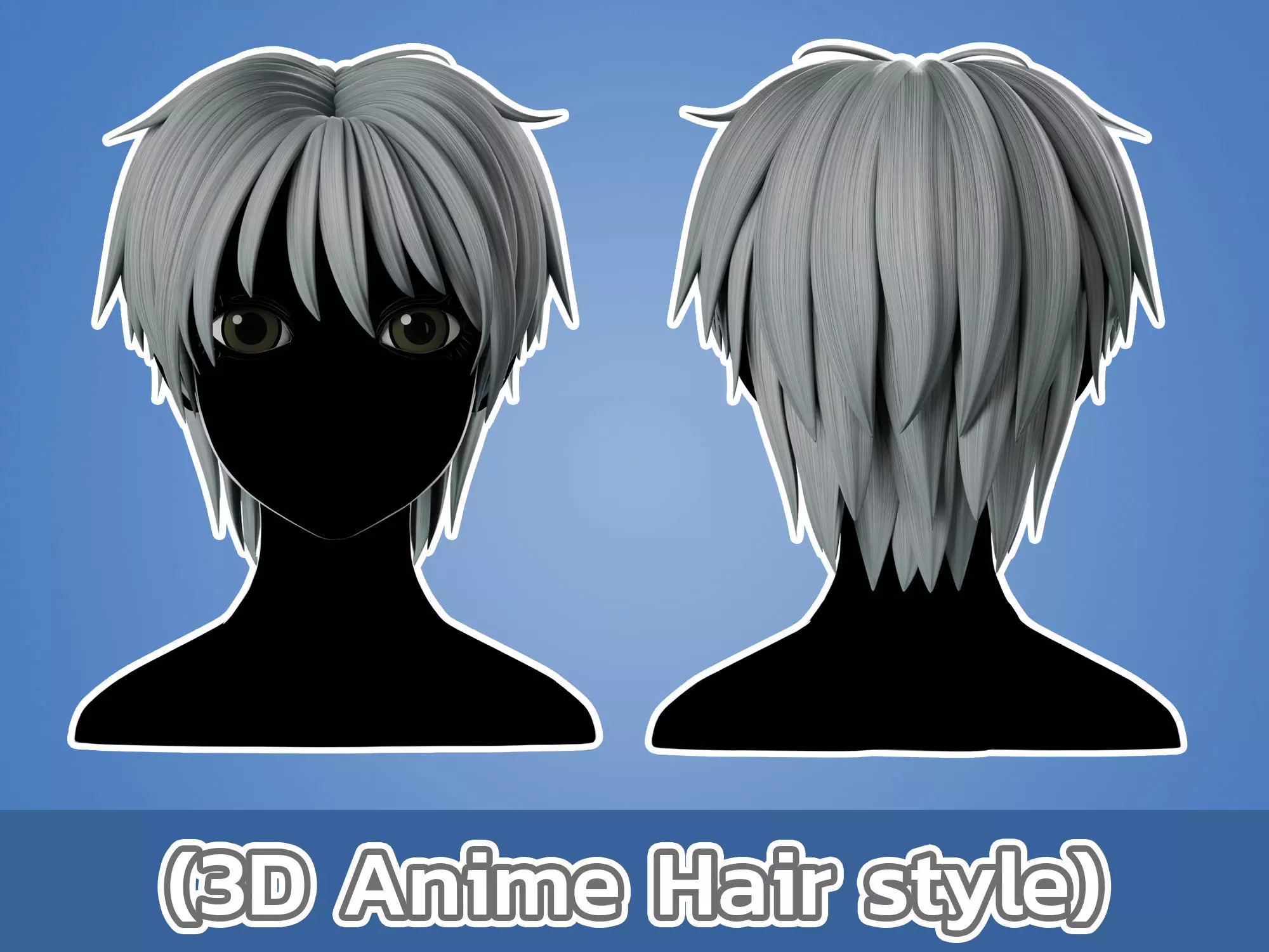 Anime hair style 17 Low-poly 3D model