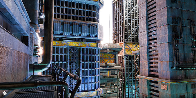 Cyberpunk High Rise - Building  Assets Blender 3D Kitbash Pack   3D model 6