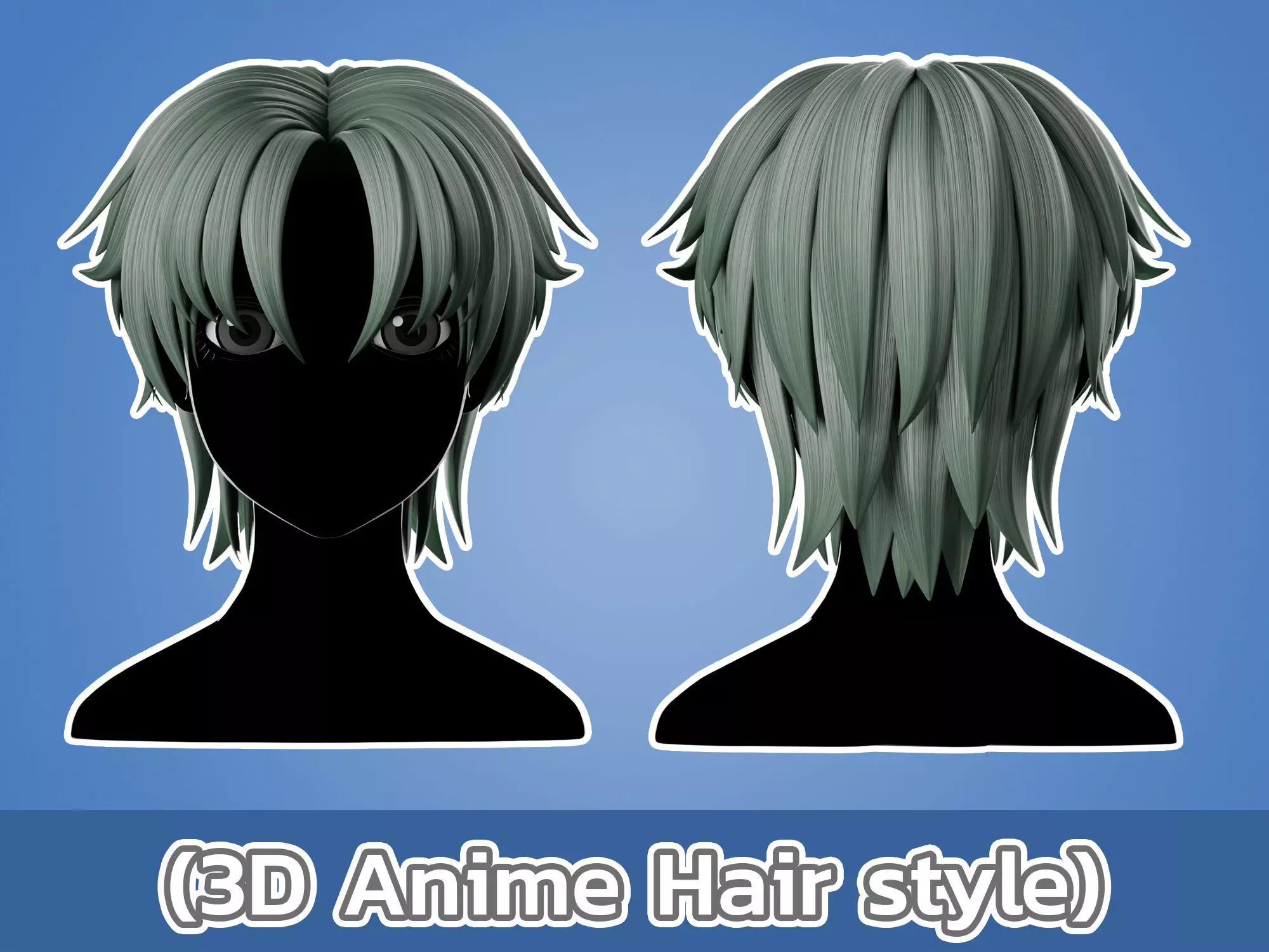 Anime hair style 18 Low-poly 3D model