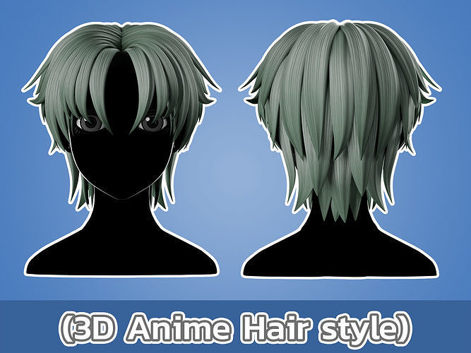 Anime hair style 18 Low-poly 3D model