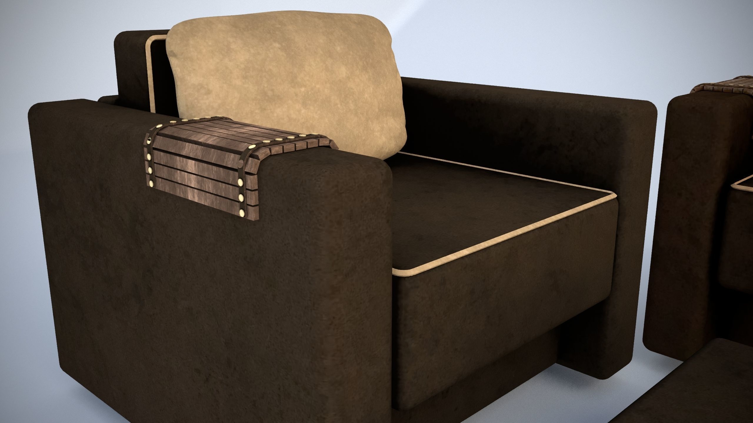 Sofa and armchair 3D model_3