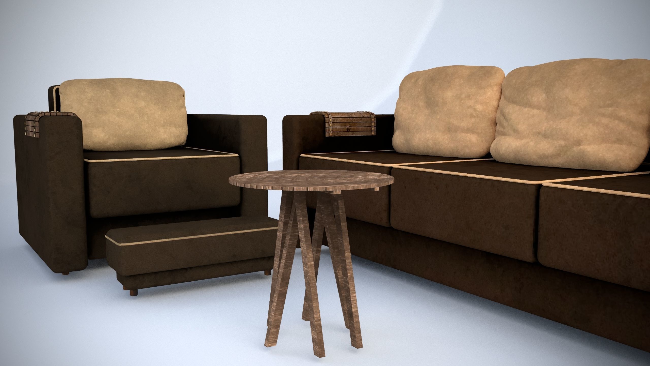 Sofa and armchair 3D model_5
