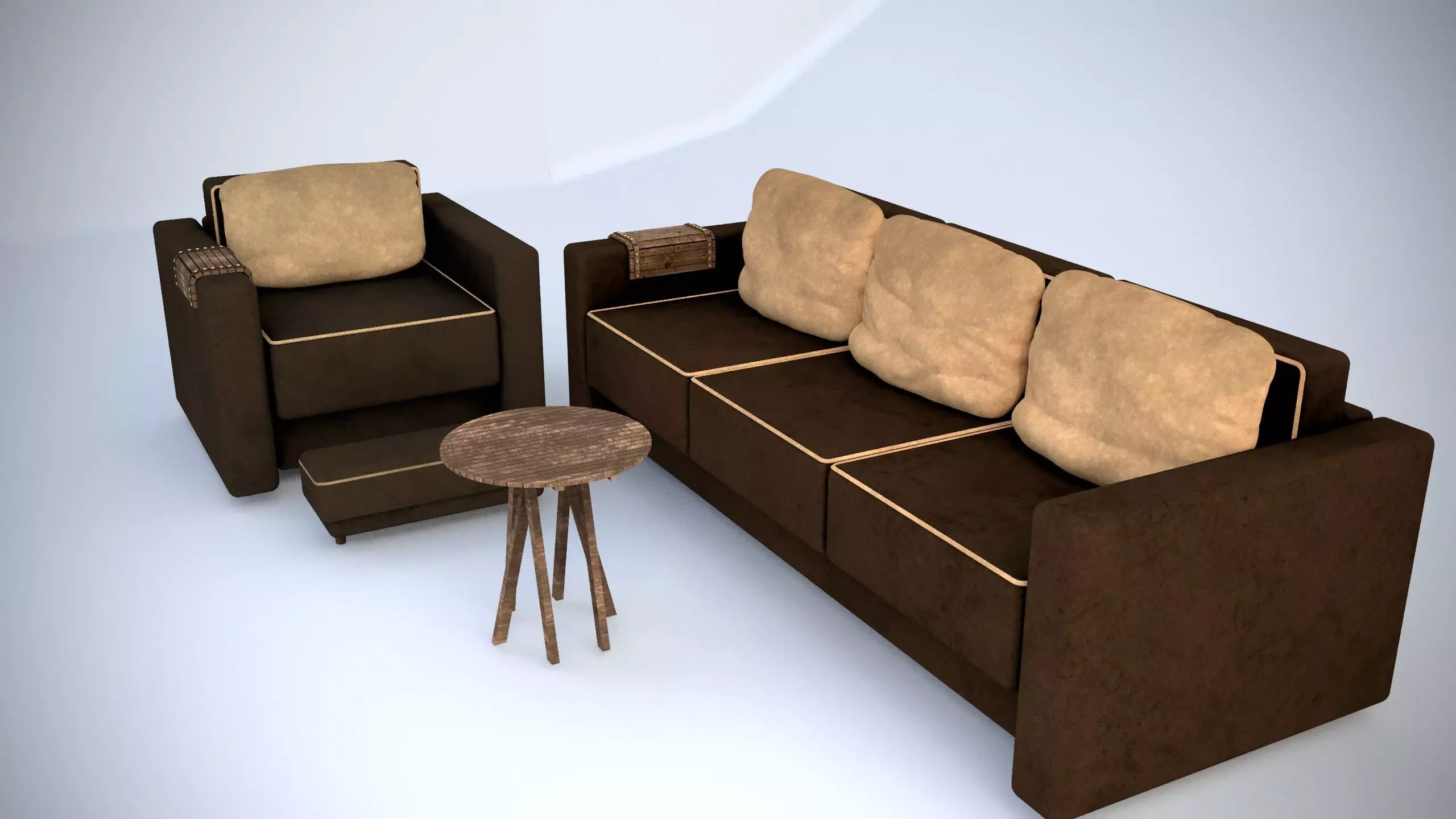 Sofa and armchair 3D model_0