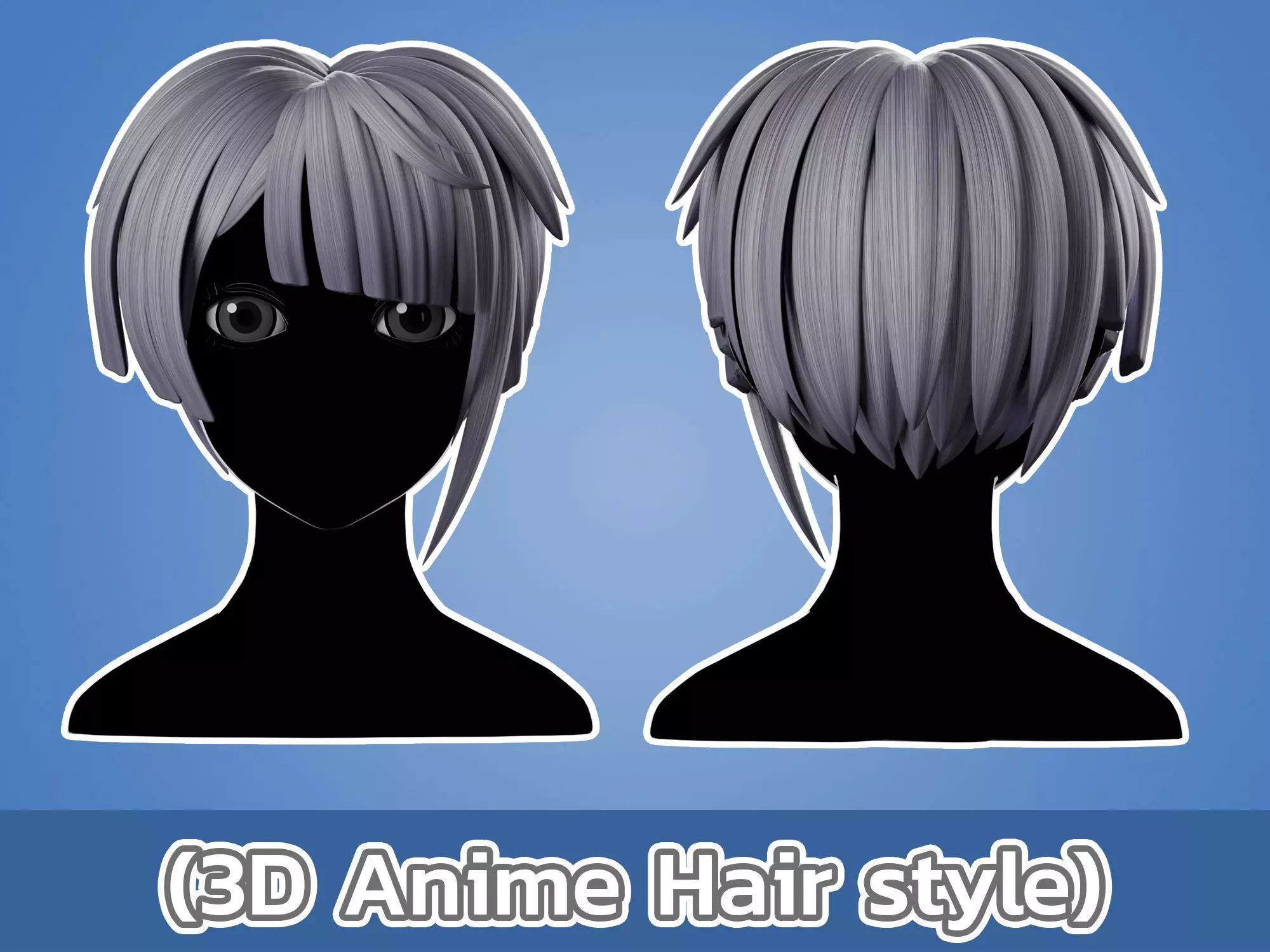 Anime hair style 19 Low-poly 3D model