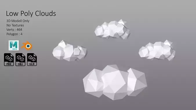 Low Poly Clouds Low-poly 3D model