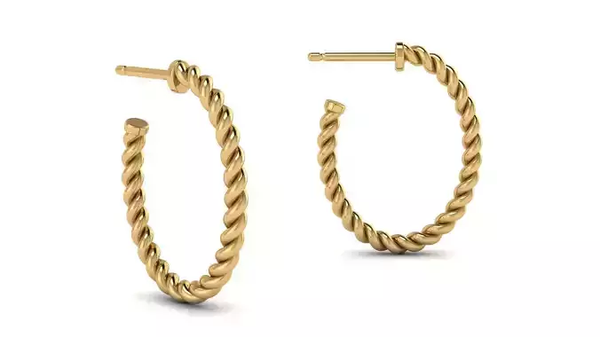 Cable Oval Hoop Earrings 22x17 mm