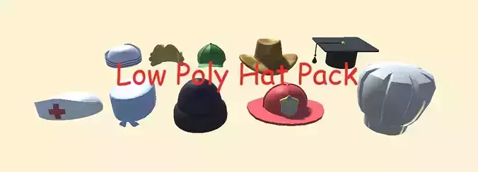 Low Poly Hat Pack for Different Town Professions and Jobs Low-poly 3D model