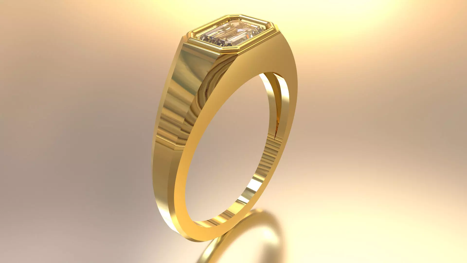 Emerald Signet Ring  3D print model_0