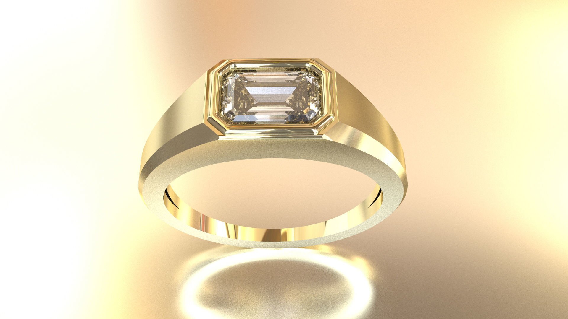 Emerald Signet Ring  3D print model_1