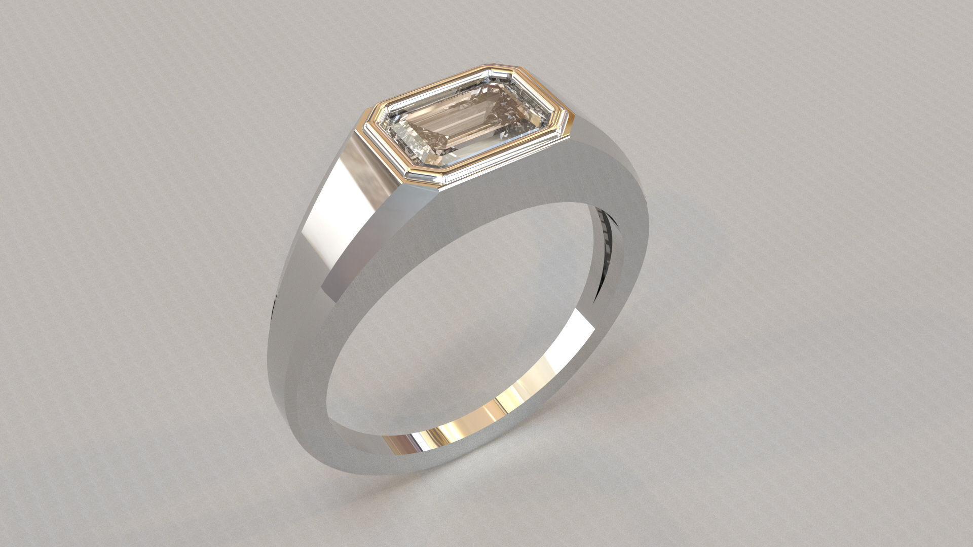 Emerald Signet Ring  3D print model_2