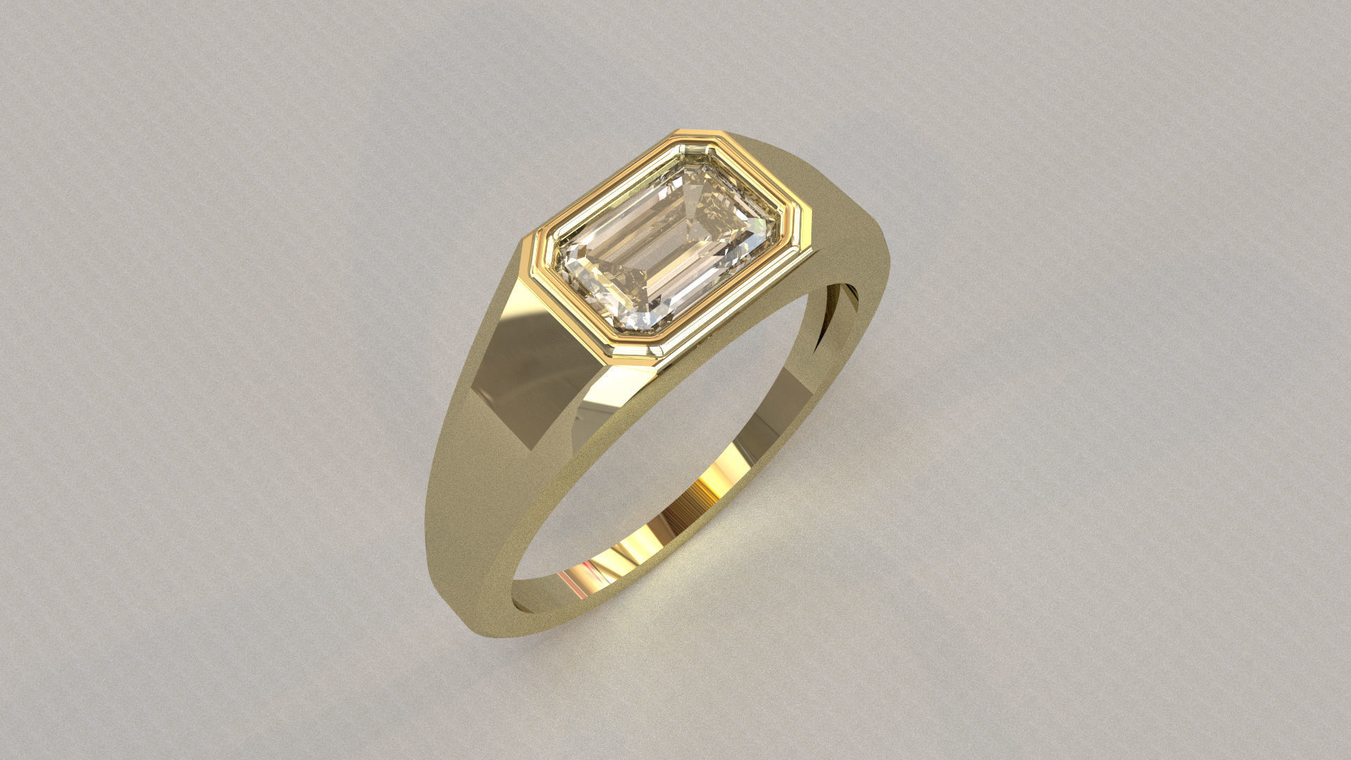 Emerald Signet Ring  3D print model_7