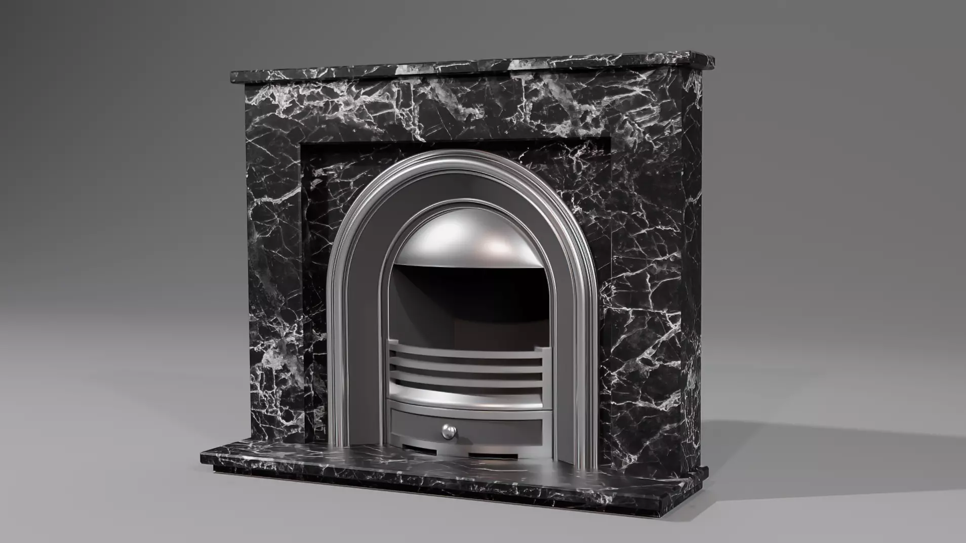 Open Fireplace with Black Marble Surround 3D model
