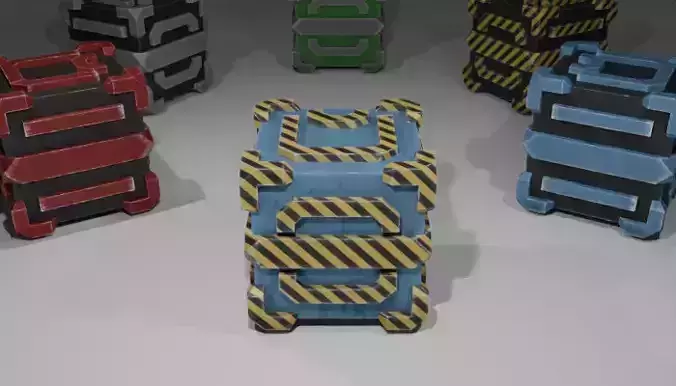 Low Poly Sci-fi Cube Crate