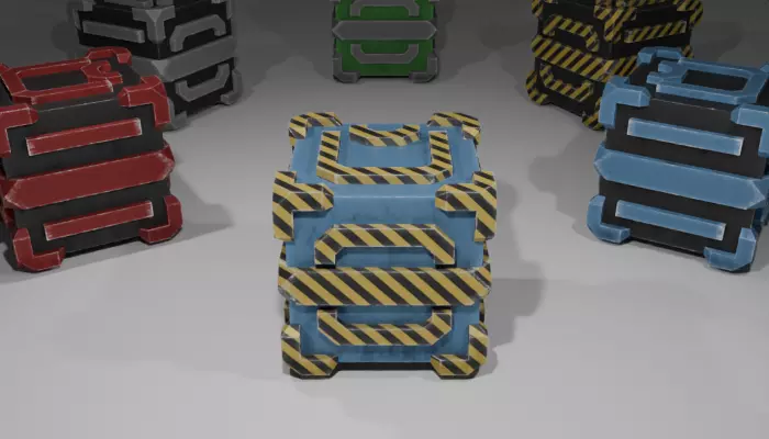 Low Poly Sci-fi Cube Crate Low-poly 3D model
