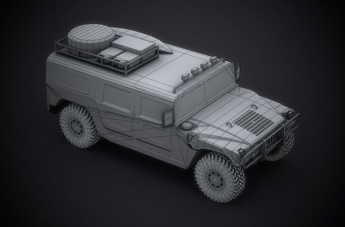 1994 AM General Hummer H1 Custom Low-poly 3D model 5