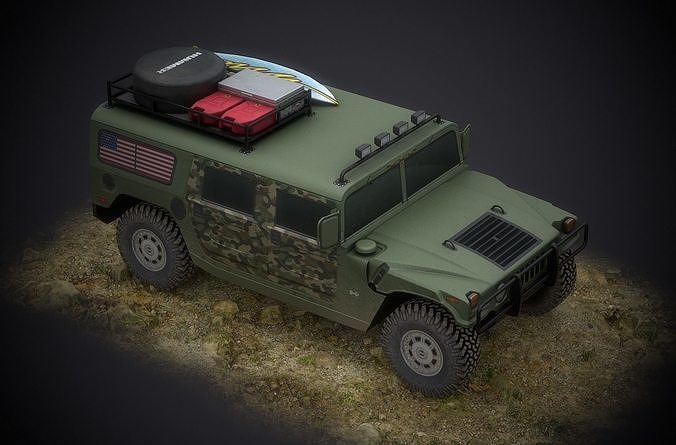 1994 AM General Hummer H1 Custom Low-poly 3D model 4