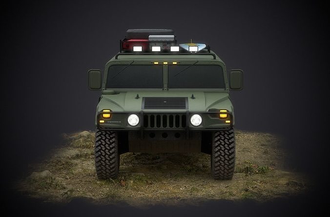 1994 AM General Hummer H1 Custom Low-poly 3D model 6