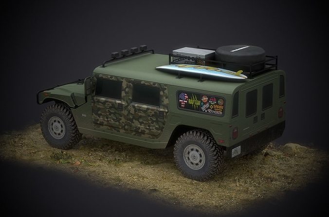 1994 AM General Hummer H1 Custom Low-poly 3D model 2