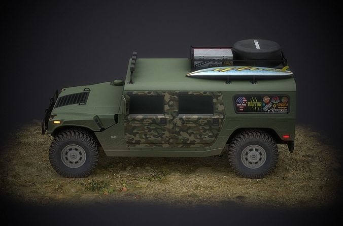 1994 AM General Hummer H1 Custom Low-poly 3D model 7