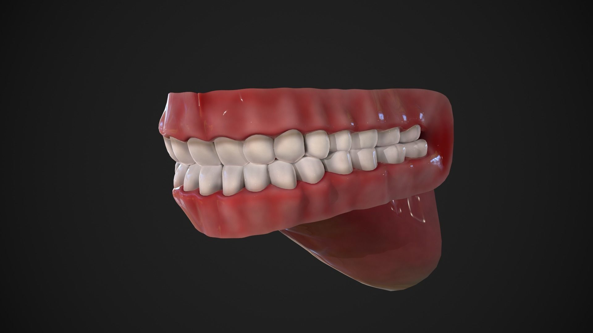 Dental Mouth and Teeth Model Rigged for animation or printing Low-poly 3D model_7