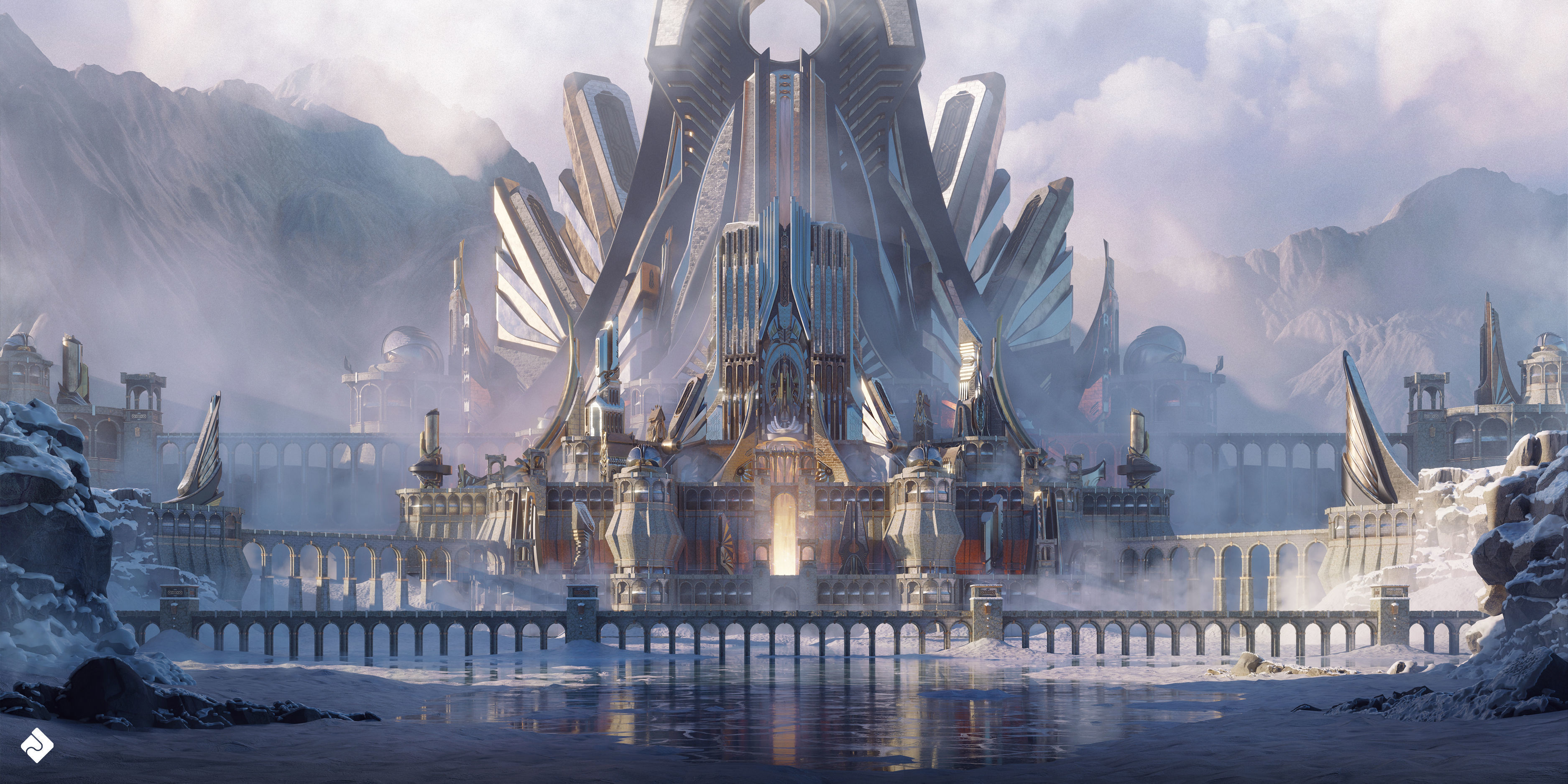 Neo Asgard - Fantasy Building Assets Blender 3D Kitbash Pack 3D model_1