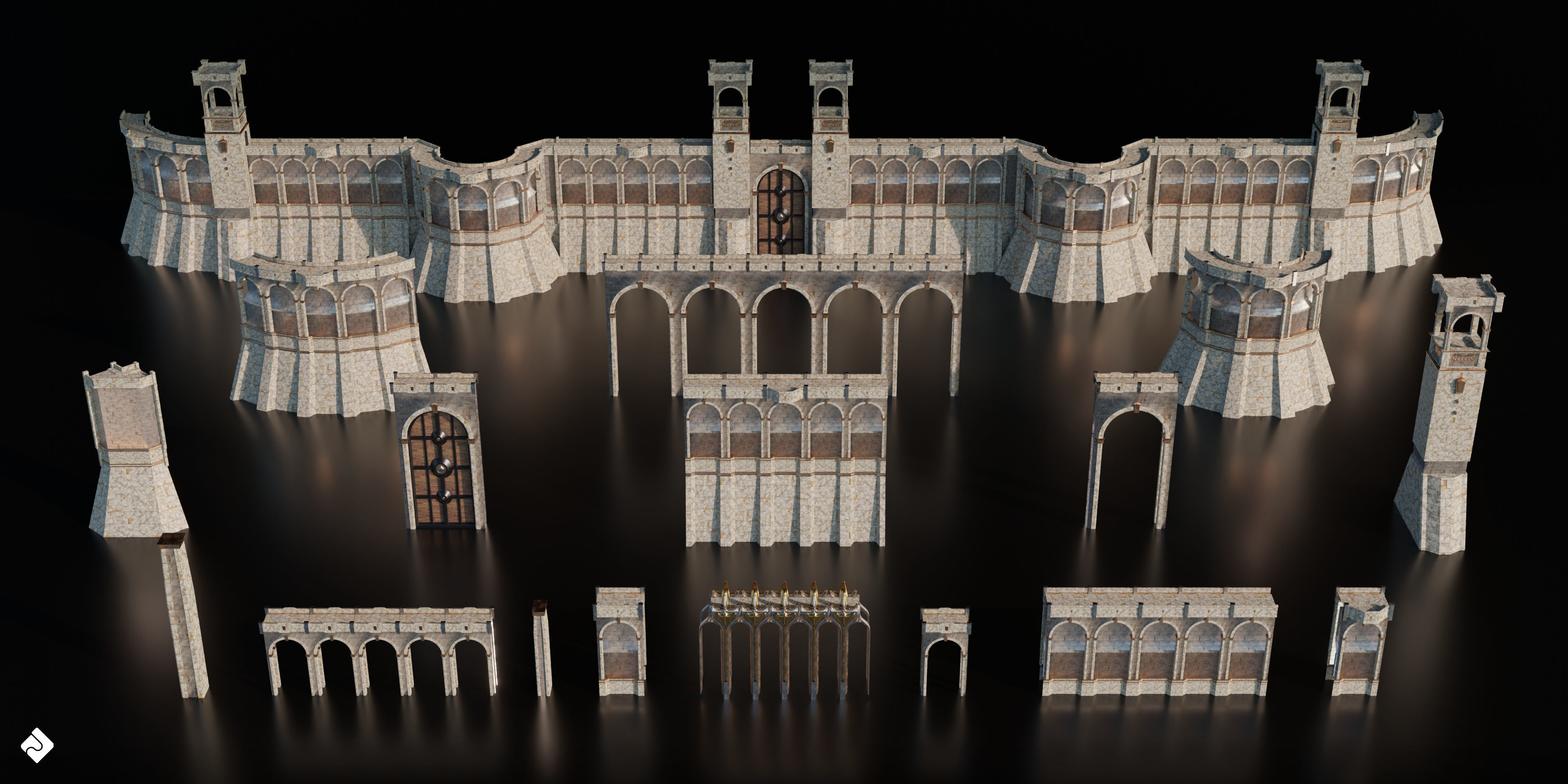 Neo Asgard - Fantasy Building Assets Blender 3D Kitbash Pack 3D model_13