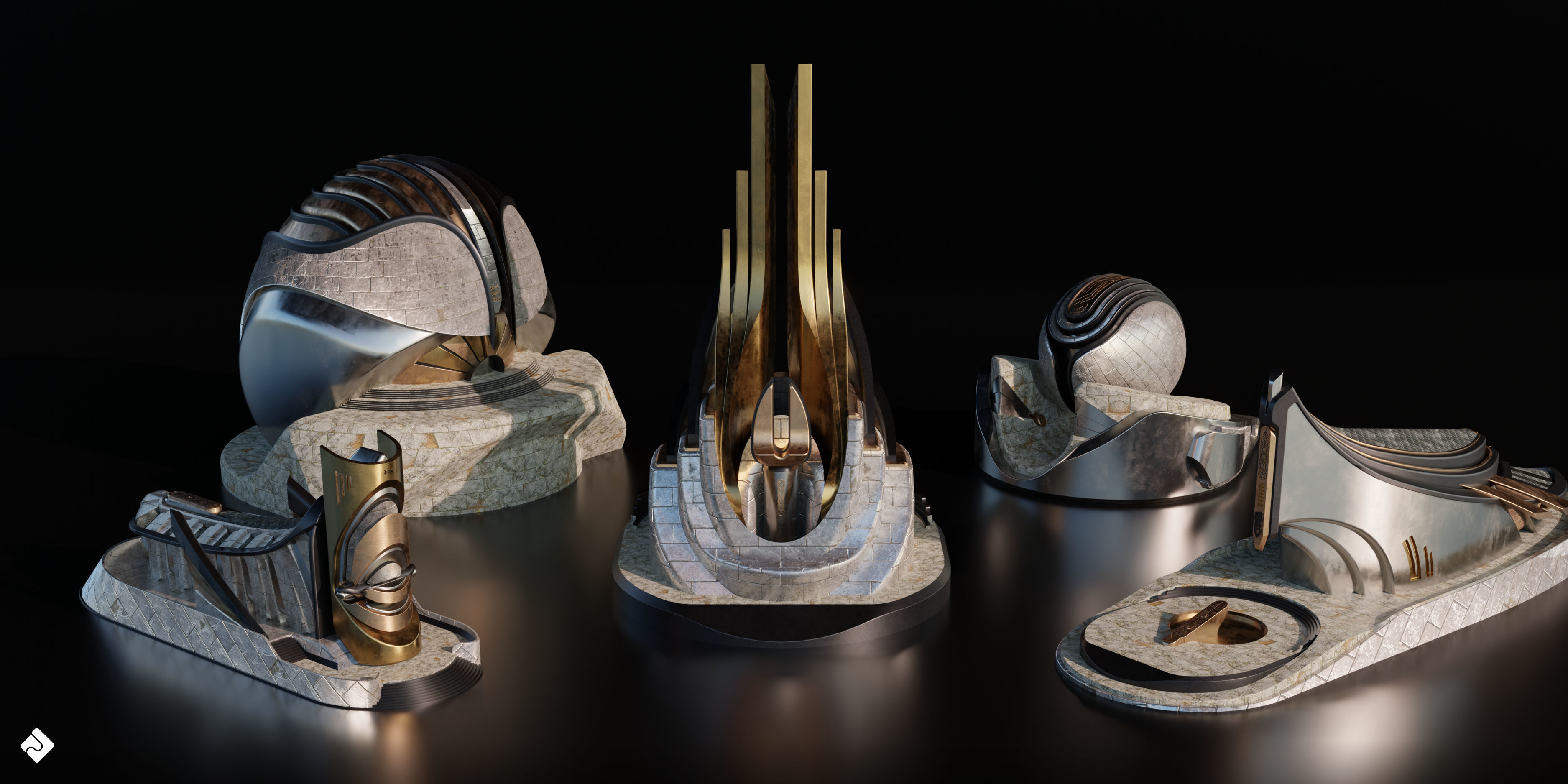 Neo Asgard - Fantasy Building Assets Blender 3D Kitbash Pack 3D model_9