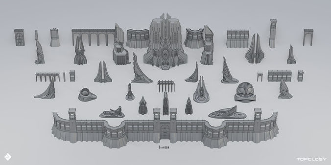 Neo Asgard - Fantasy Building Assets Blender 3D Kitbash Pack 3D model 7