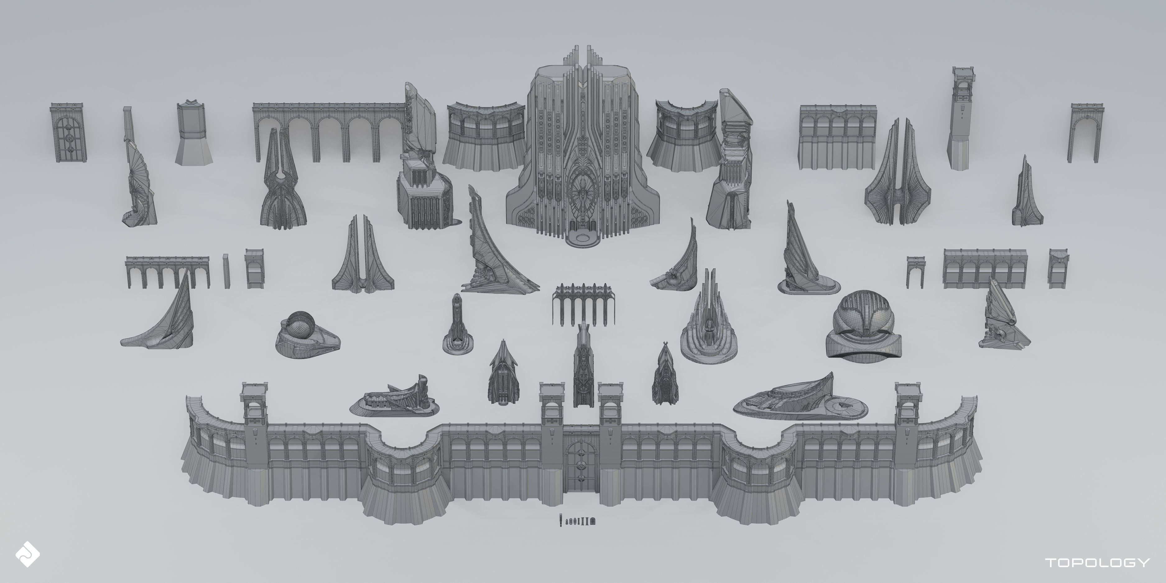 Neo Asgard - Fantasy Building Assets Blender 3D Kitbash Pack 3D model_6