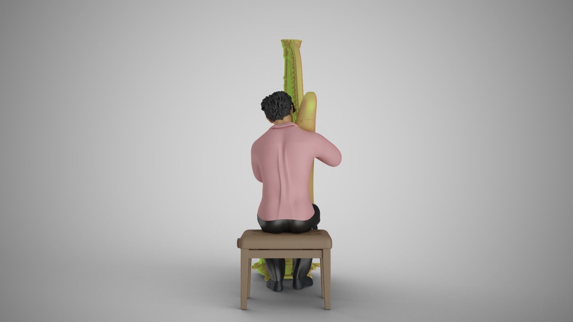 Man Playing Harp 3D print model_15