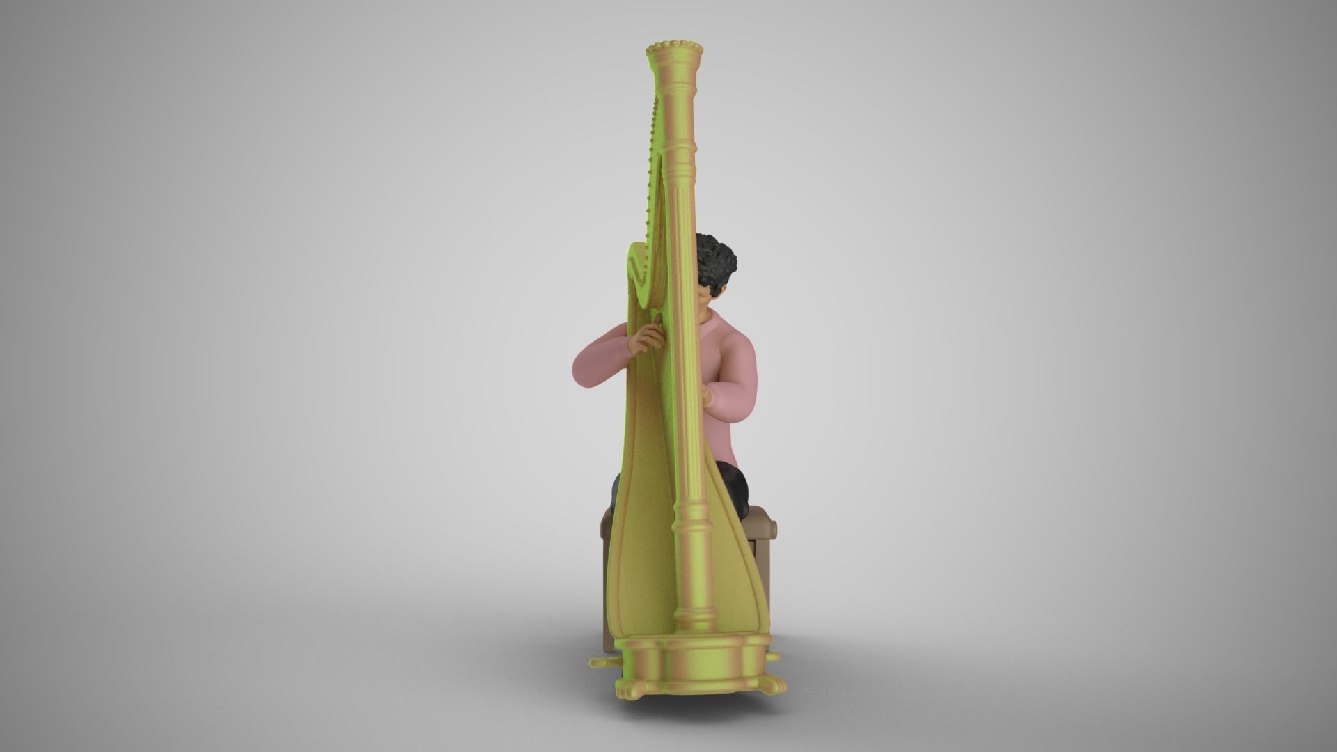 Man Playing Harp 3D print model_17