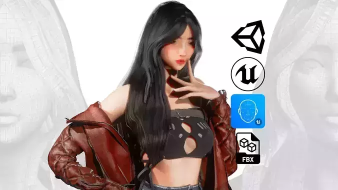 Realistic Girl - Game Ready 3D model