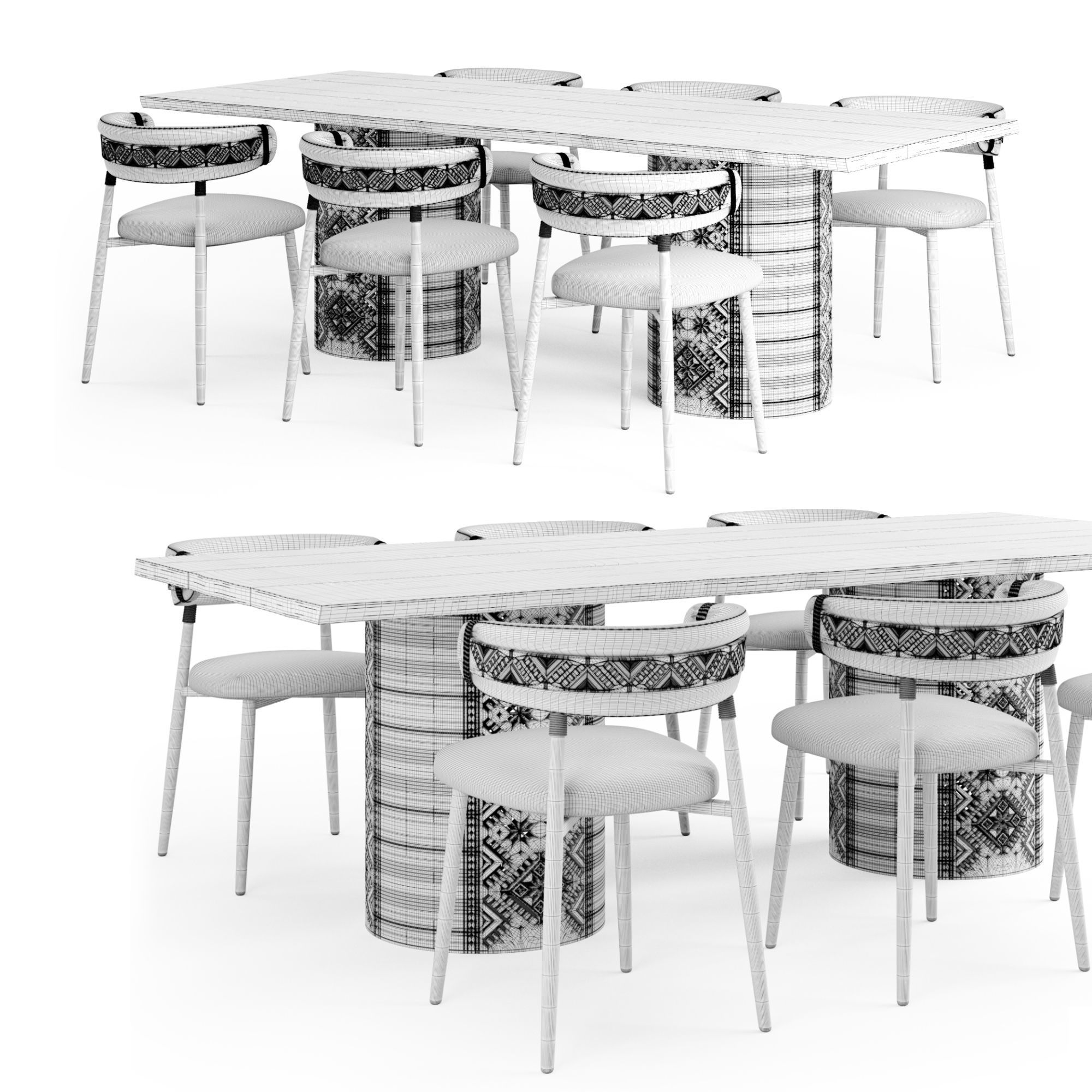 Ethno Rivne Dining Table And Chairs 3D model_10