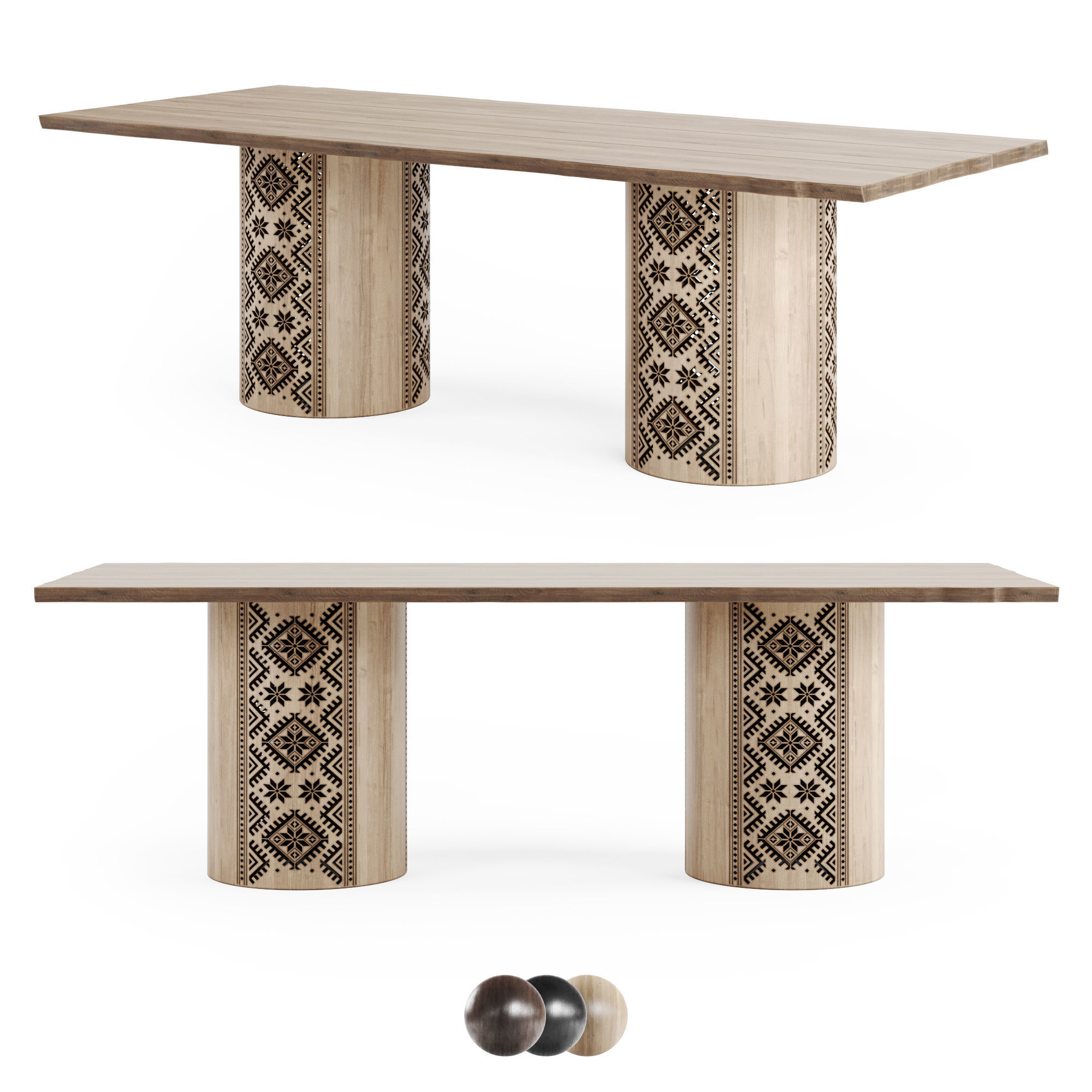 Ethno Rivne Dining Table And Chairs 3D model_13