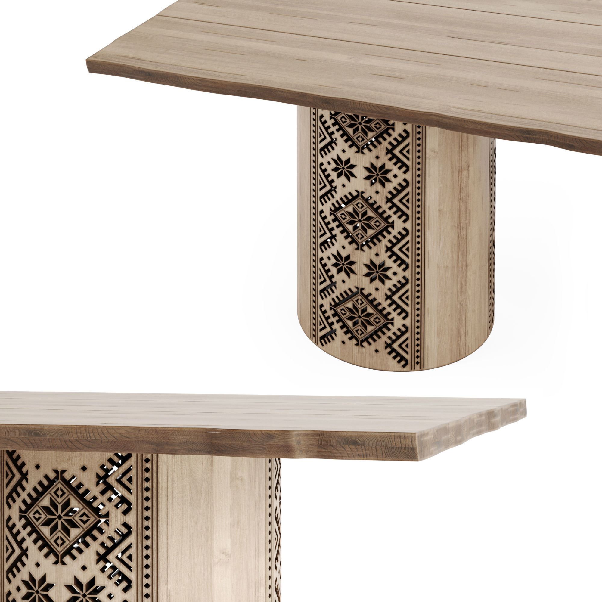 Ethno Rivne Dining Table And Chairs 3D model_16