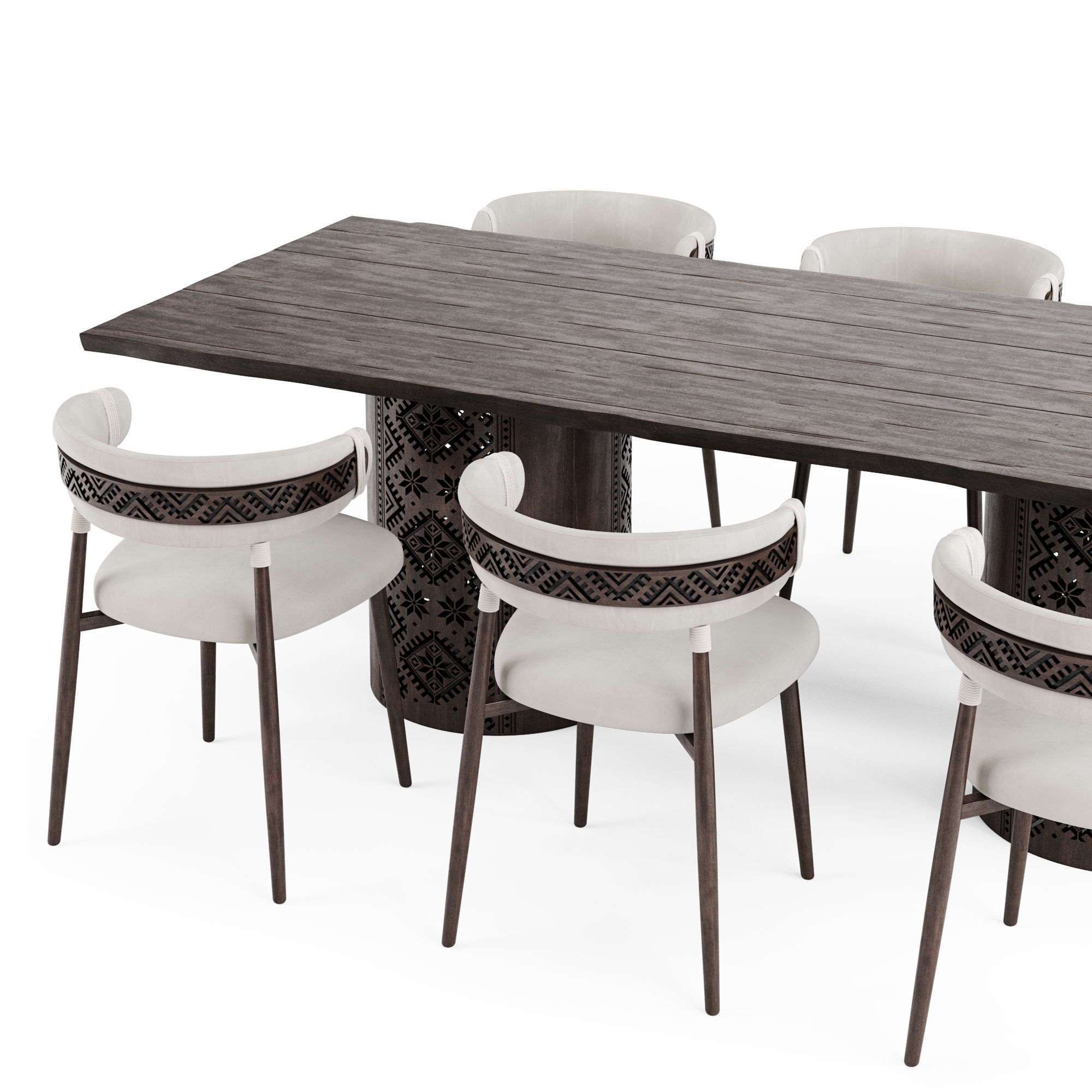 Ethno Rivne Dining Table And Chairs 3D model_8