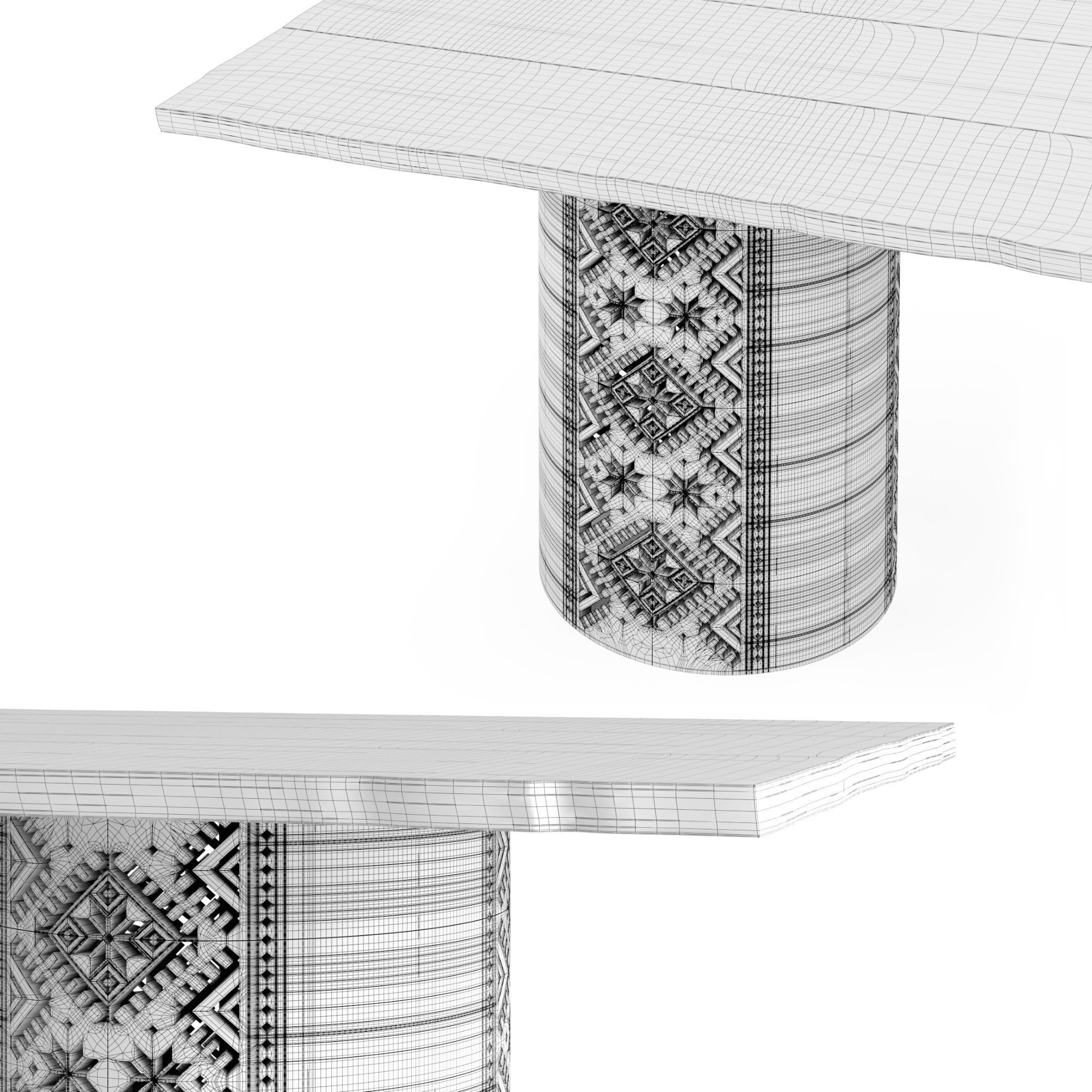 Ethno Rivne Dining Table And Chairs 3D model_20