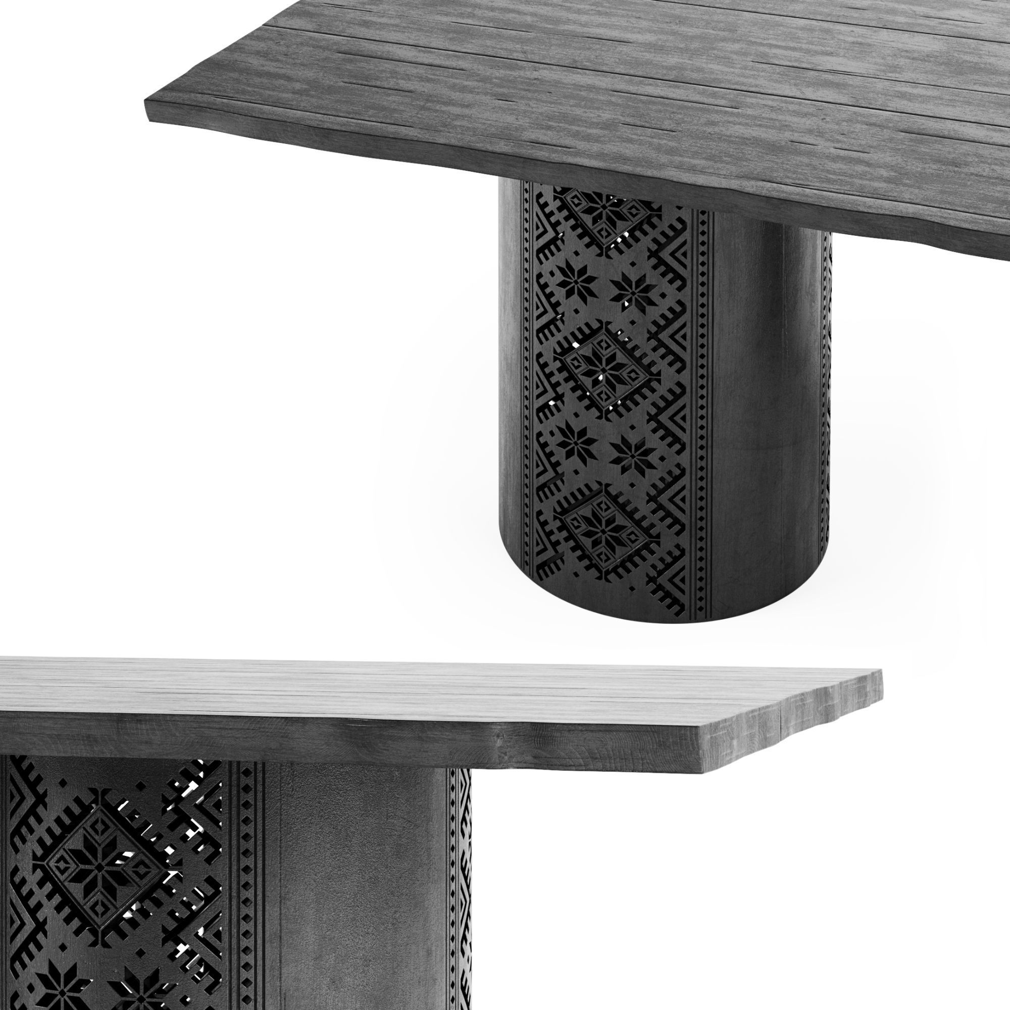 Ethno Rivne Dining Table And Chairs 3D model_15