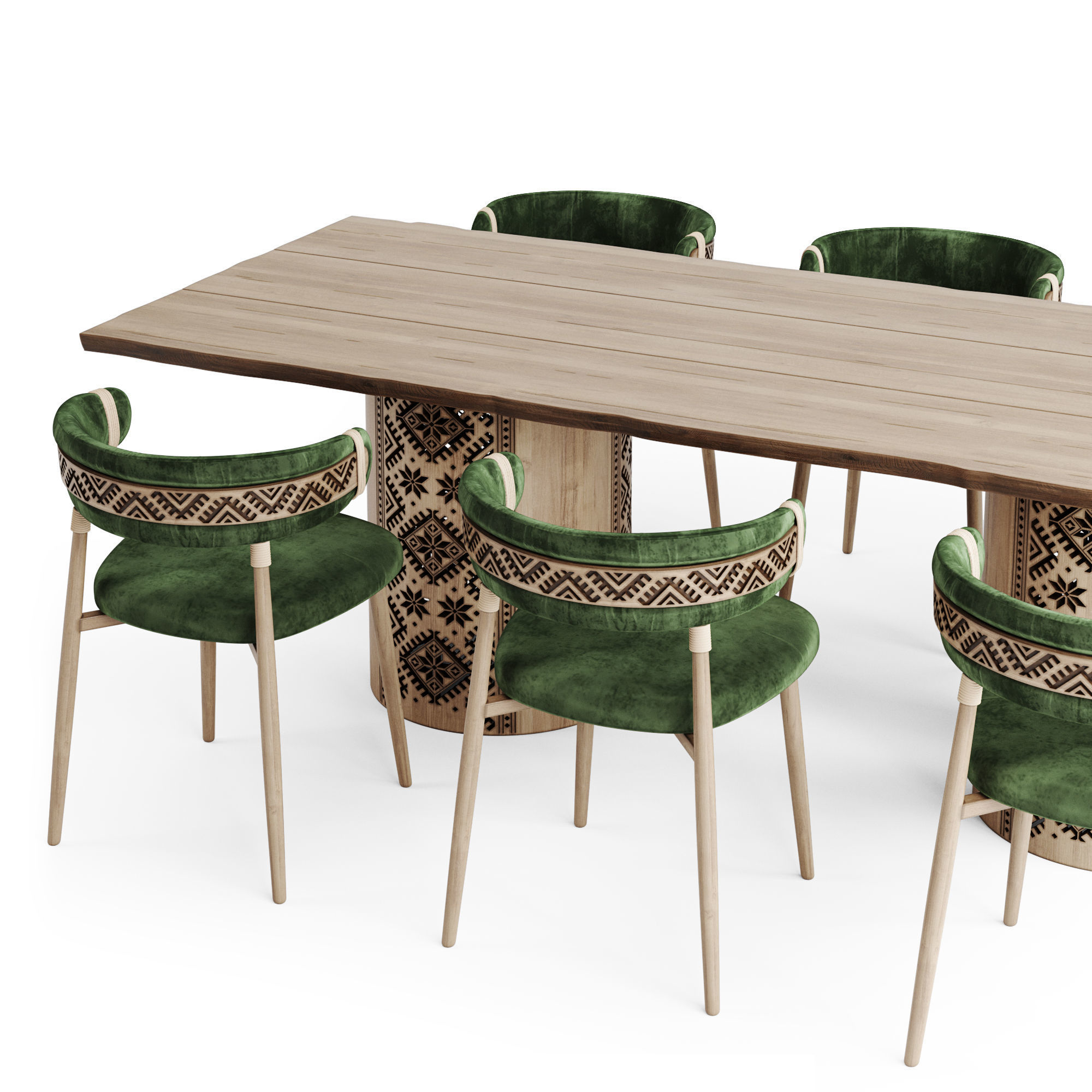 Ethno Rivne Dining Table And Chairs 3D model_9