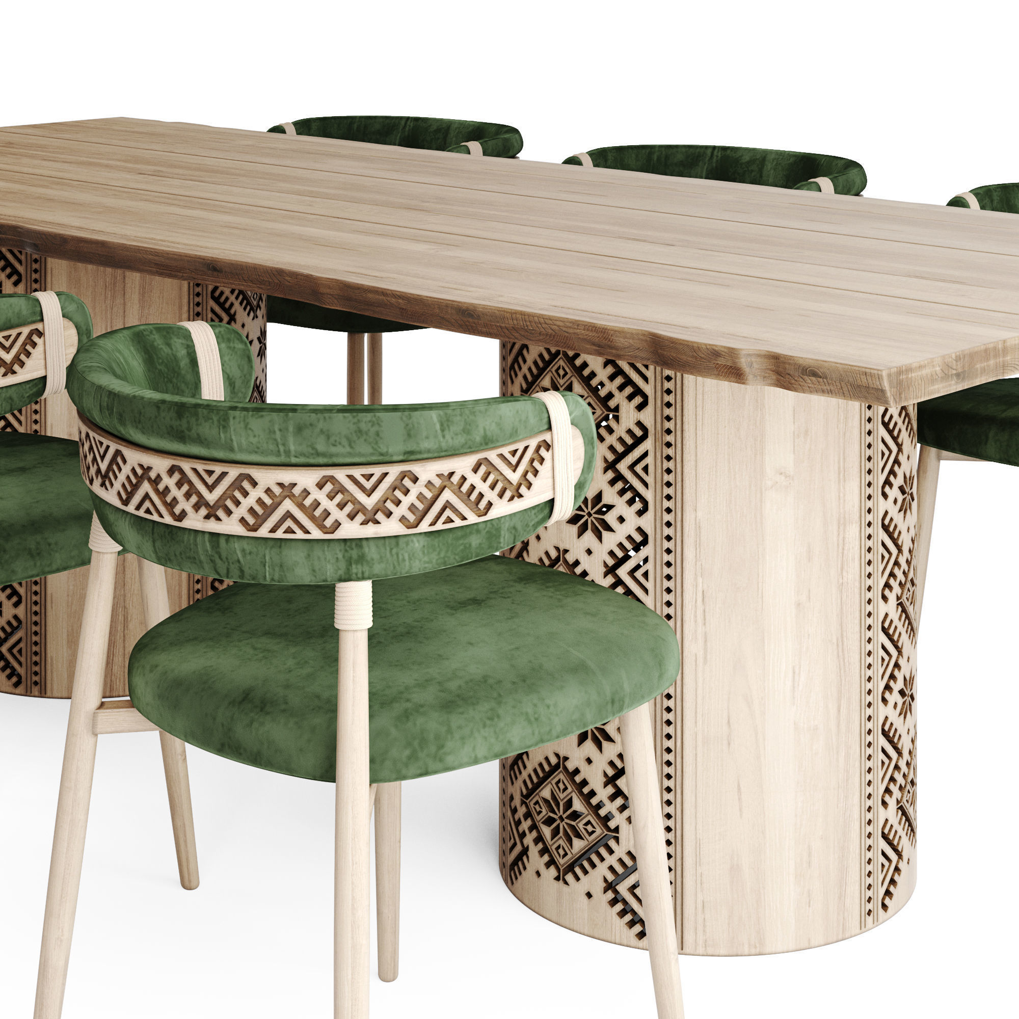 Ethno Rivne Dining Table And Chairs 3D model_6