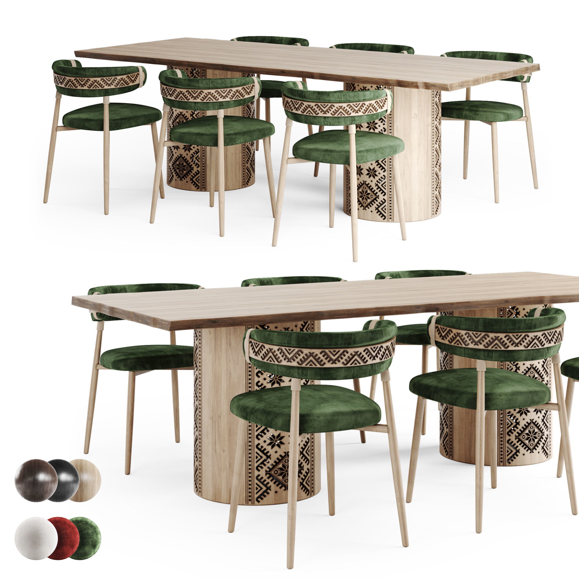 Ethno Rivne Dining Table And Chairs 3D model_3
