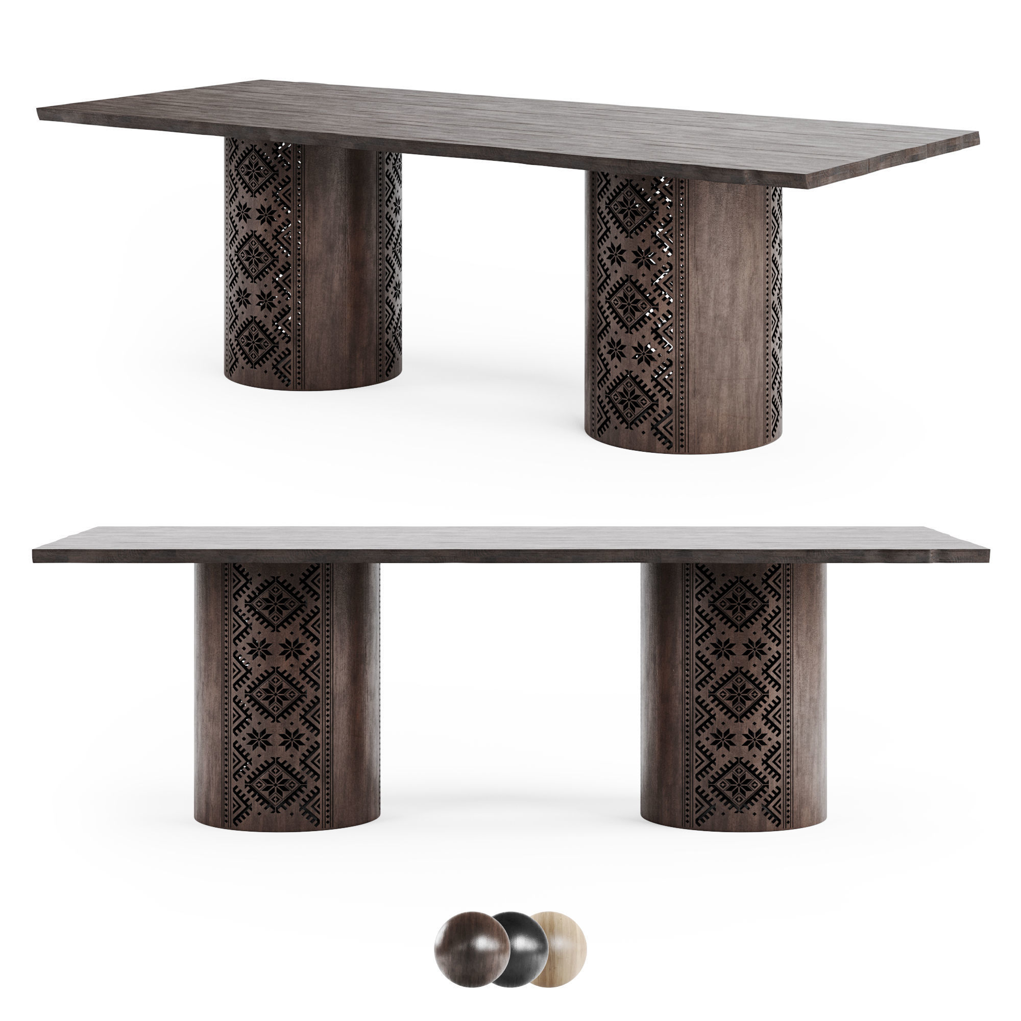 Ethno Rivne Dining Table And Chairs 3D model_11