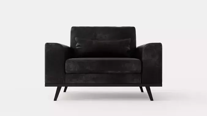 Copenhagen Velvet Armchair Low-poly 3D model